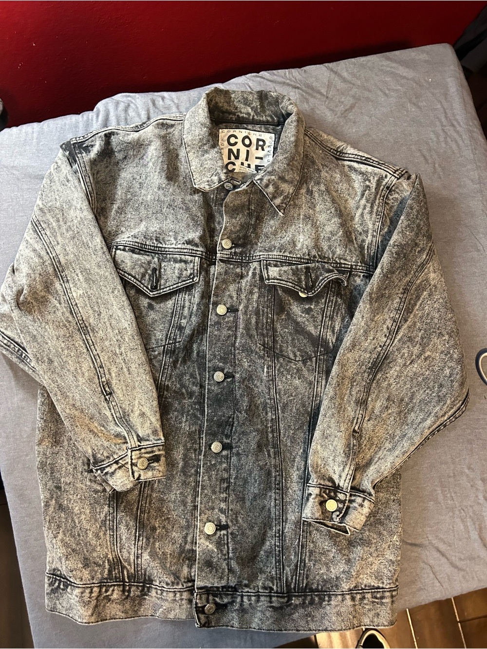 Corniche Vintage Stone Washed Black Denim Trucker Jacket